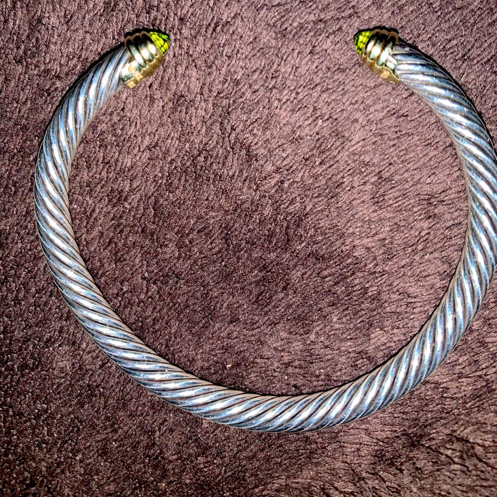 David Yurman 14k/SS 5mm Green Peridot Bracelet